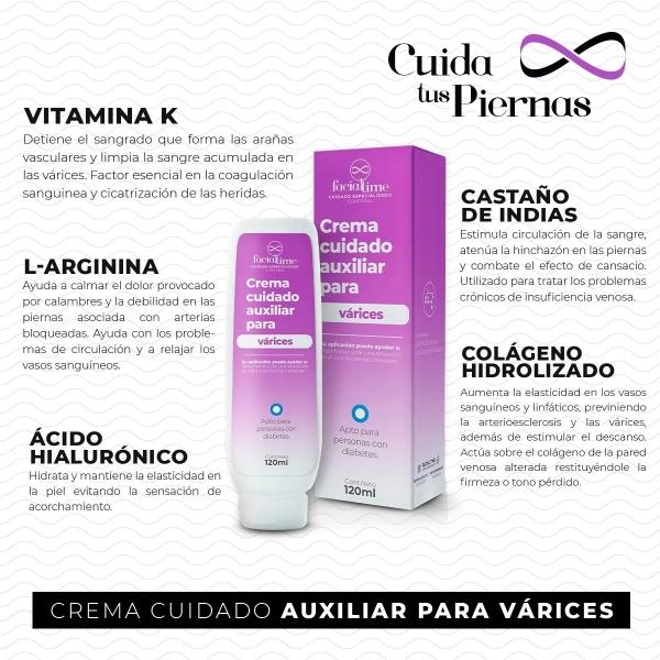 FACIALTIME crema para varices 3 pack 120ml alivio piernas cansadas y pesadas