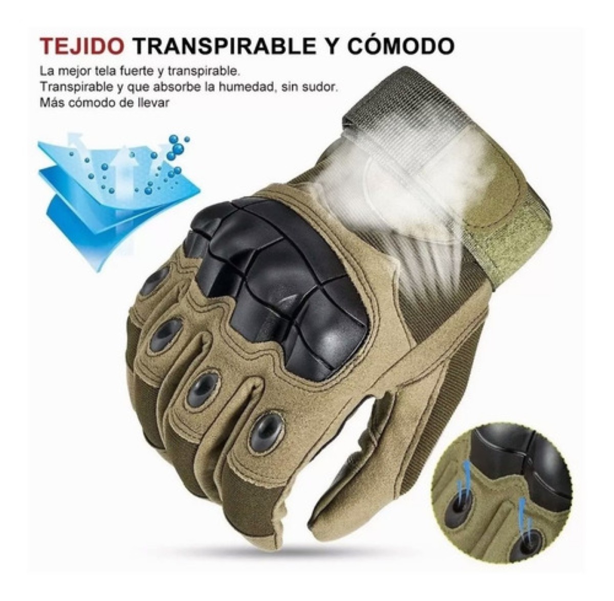 Guantes Tácticos Militares Con Dedos Completos Verde M