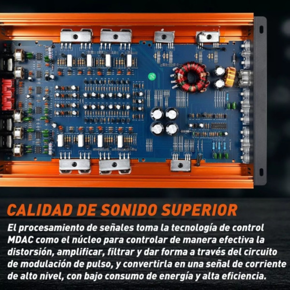 Amplificador De Audio De 7800w Y 4 Canales Para Auto Naranja