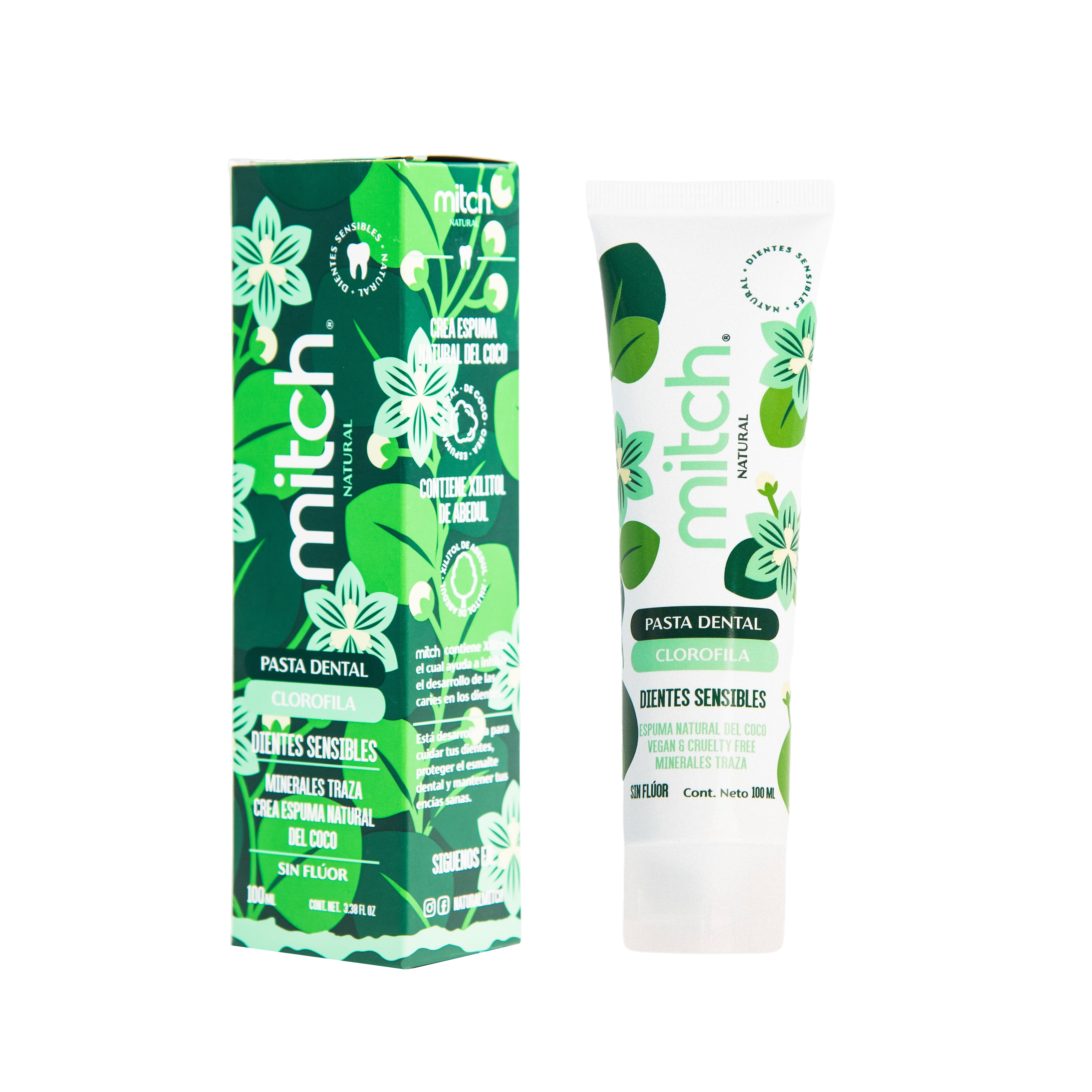 Pasta Dental Mitch Premium Clorofila 100ml Sin Flúor Vegan