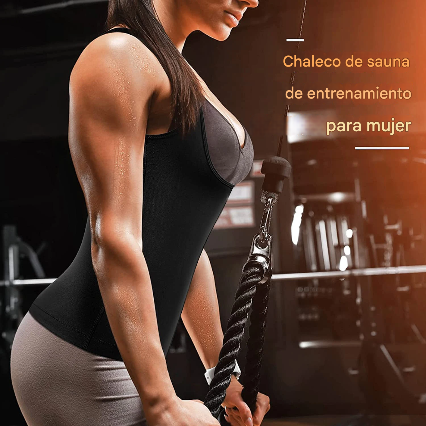 Chaleco neopreno sauna negro mujer entrenador adelgazantes ropa moldeadora ropa gym quemar grasa