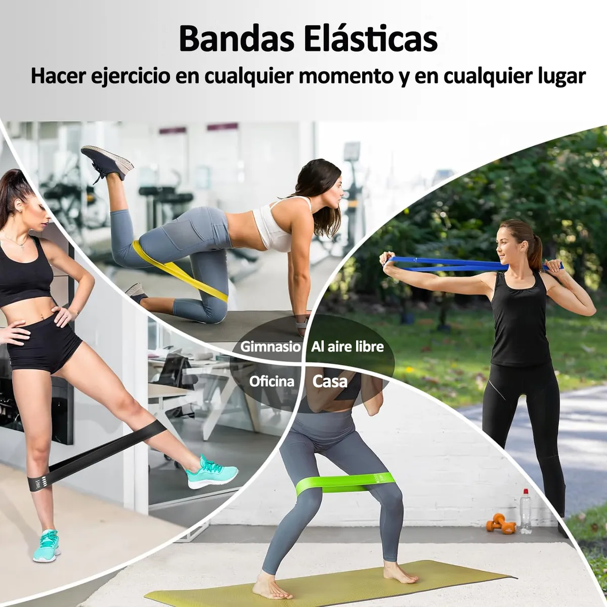 Set 12 Pzs Bandas Ligas De Resistencia Piernas + 2 Rollos Vendas
