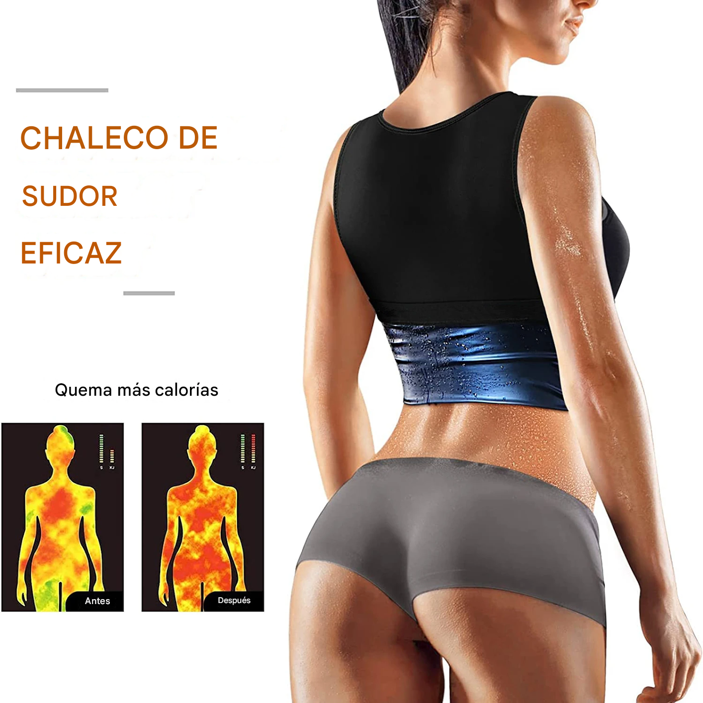 Chaleco neopreno sauna negro mujer entrenador adelgazantes ropa moldeadora ropa gym quemar grasa