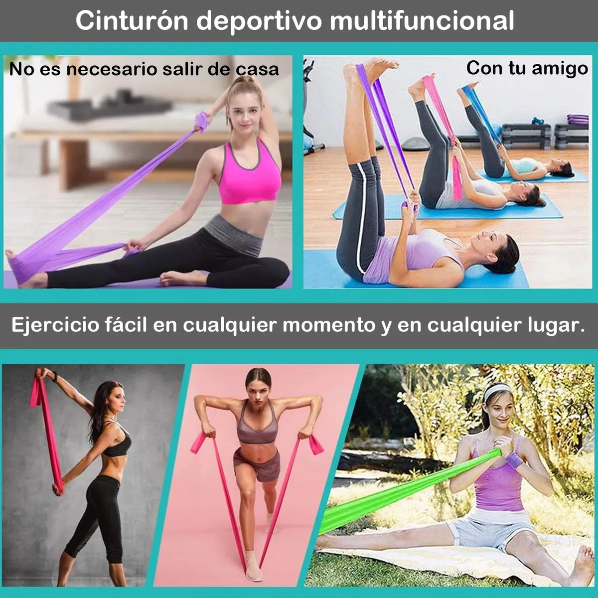 Bandas De Resistencia De Ejercicio Elastica Para Casa 5 Pcs