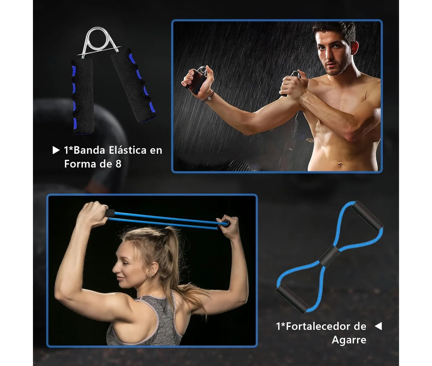 Kit Ejercicio 12 Rodillo Abdominal Barras Push-up Ejercitado Negro