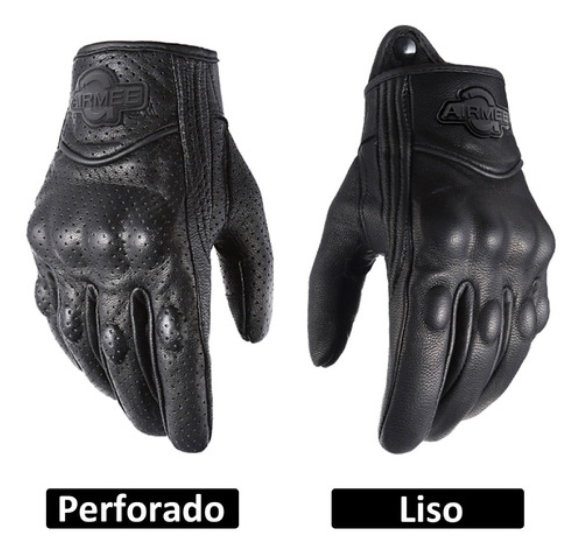 Guantes De Moto 100% Piel De Cabra Para Pantallas Táctiles talla M Negro