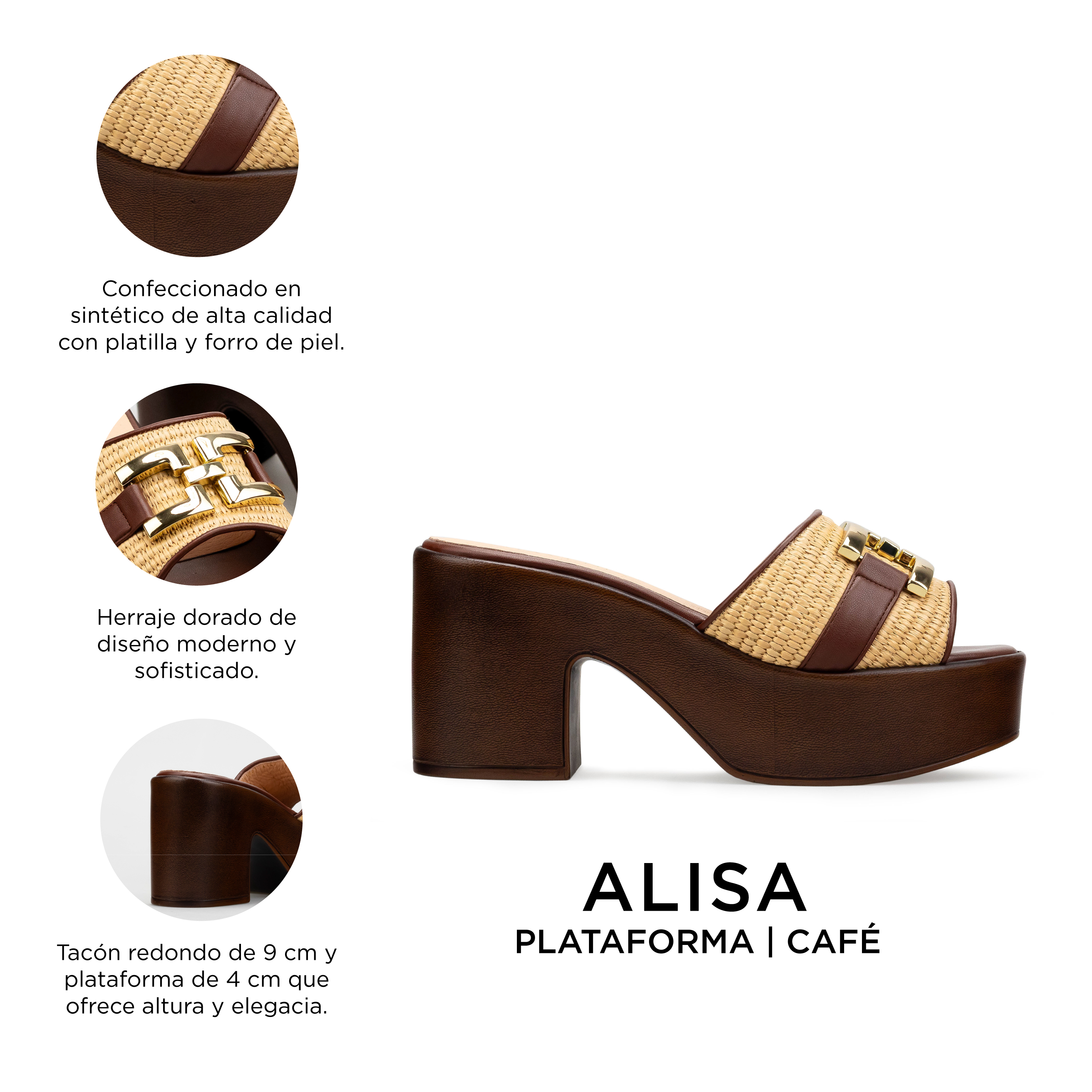 Zapatillas De Tacón Ancho Davenia De Plataforma Mod. Alisa