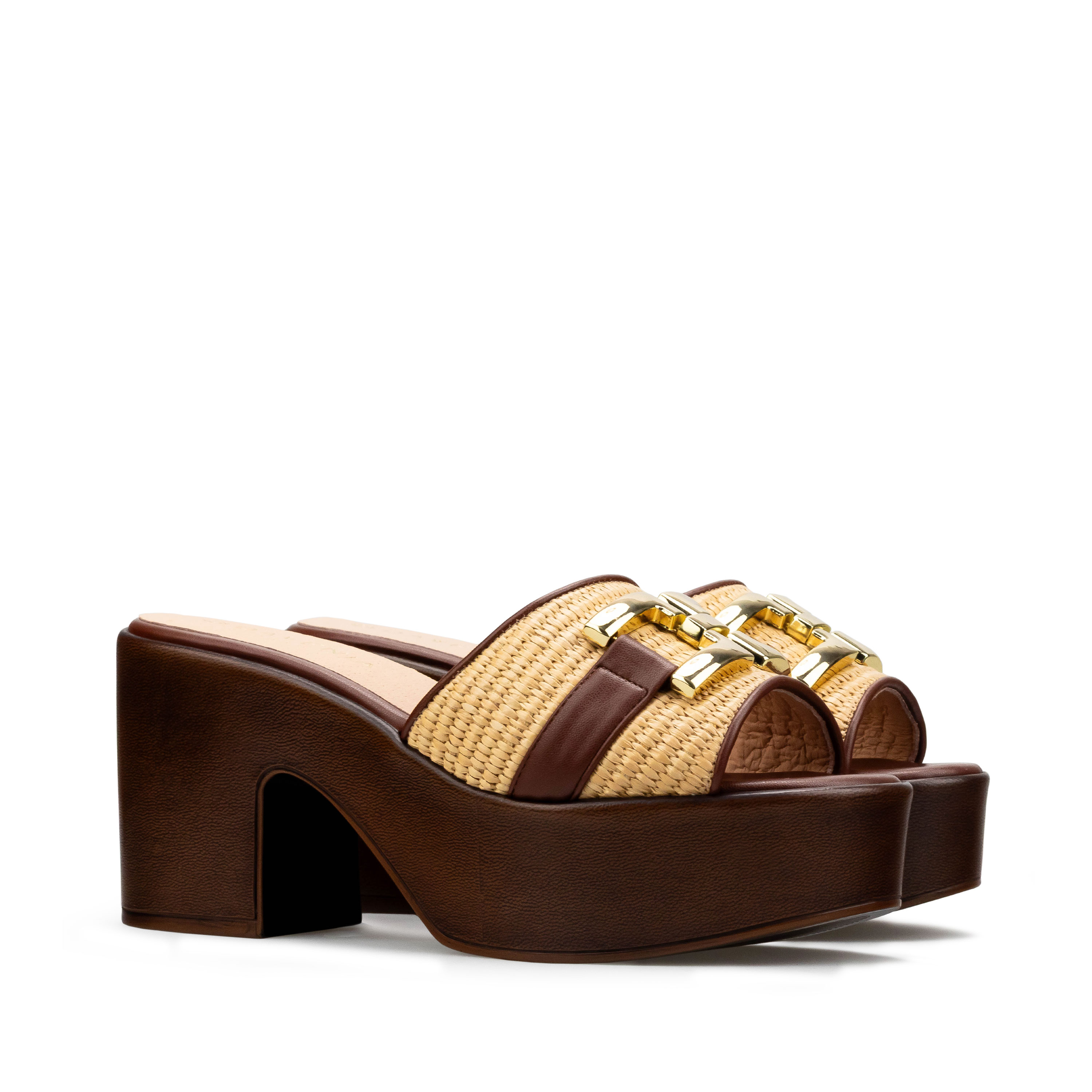 Zapatillas De Tacón Ancho Davenia De Plataforma Mod. Alisa