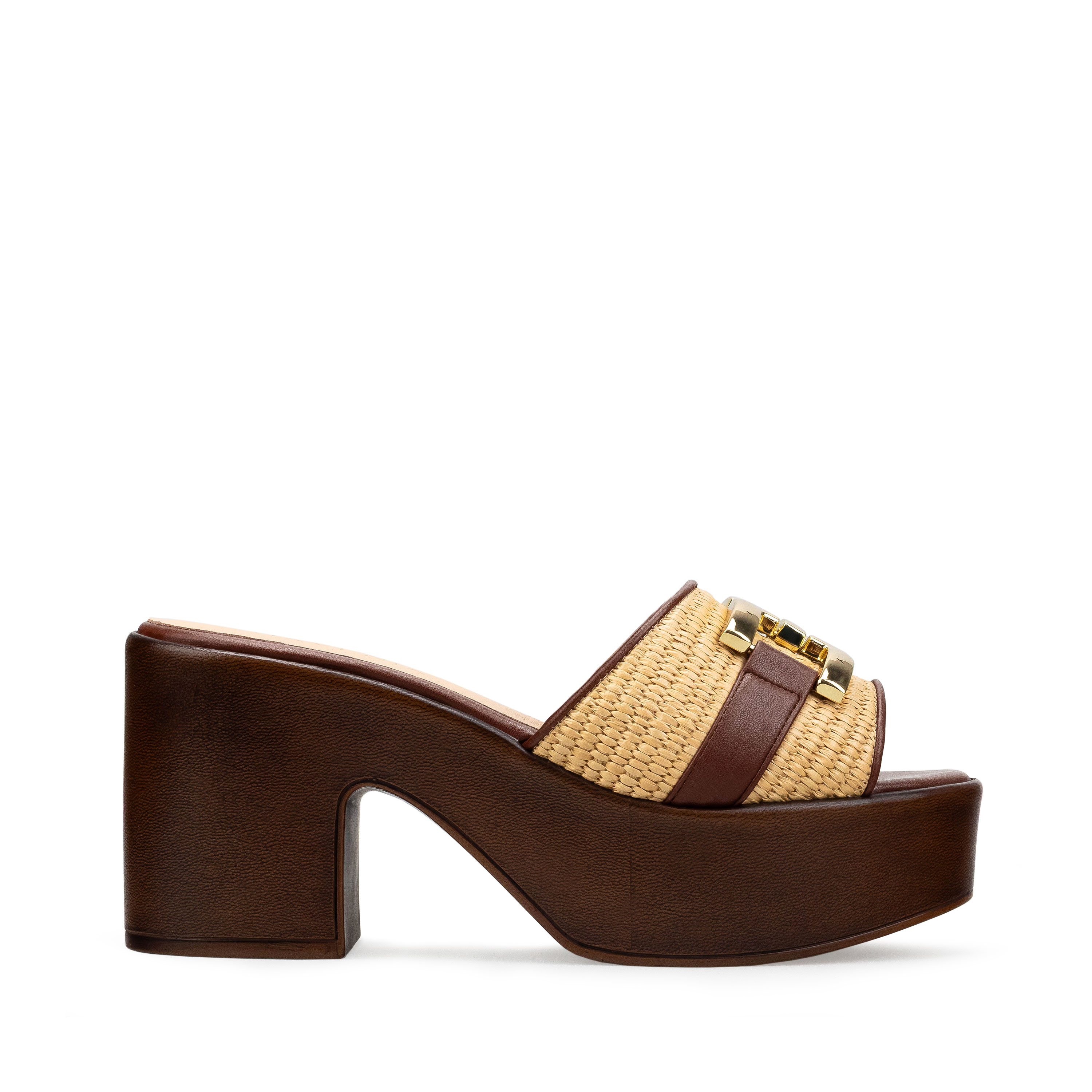 Zapatillas De Tacón Ancho Davenia De Plataforma Mod. Alisa