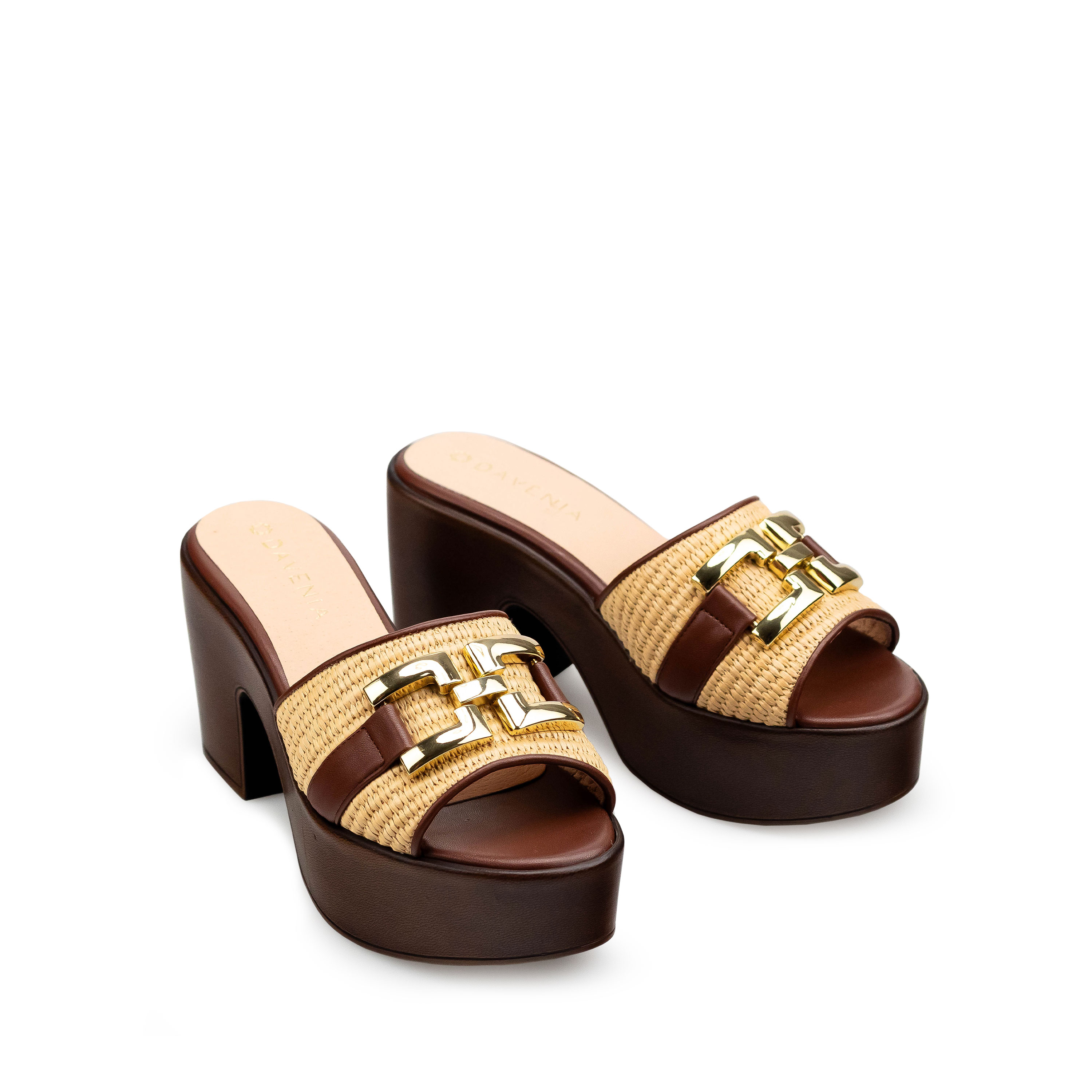 Zapatillas De Tacón Ancho Davenia De Plataforma Mod. Alisa