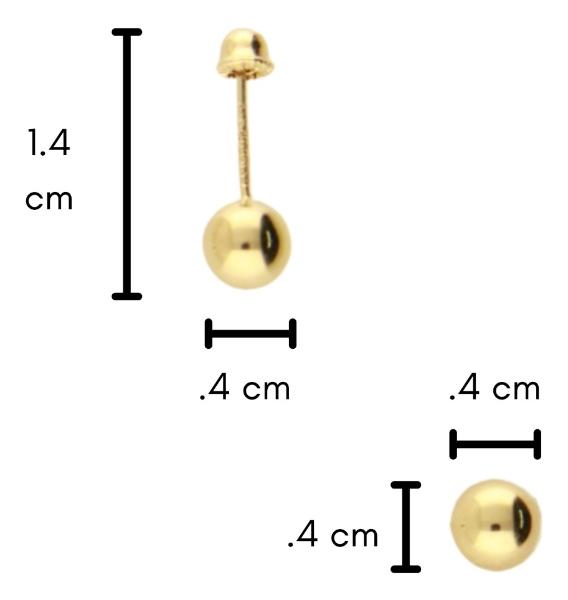 Broquel Oro 10k | Bola amarilla 4mm