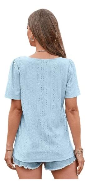 Shein Blusa Para Dama Color Azul Talla Mediana Moda Mujer