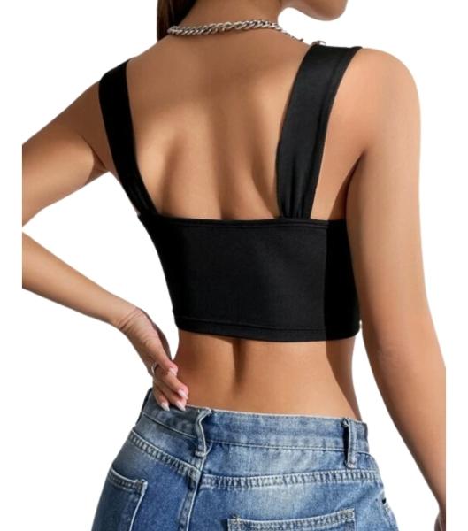 Shein Top Con Tirantes Color Negro Talla Mediana