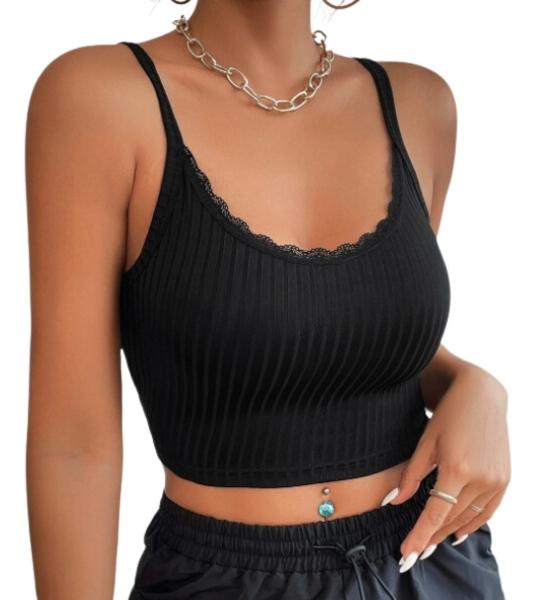 Shein Blusa Top Corto Color Azul Talla Mediana Moda Mujer