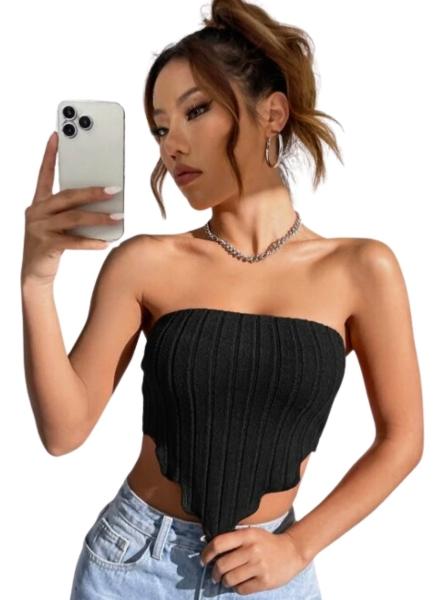 Shein Top Bajo Asimétrico Color Negro Talla Grande