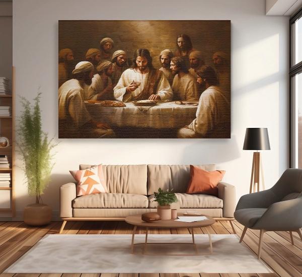 Cuadro Ultima Cena En Lienzo Canvas Opción De Marco Flotante