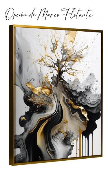 Cuadro Abstracto Dorado Negro Elegante Sala Canvas 4k 60x90