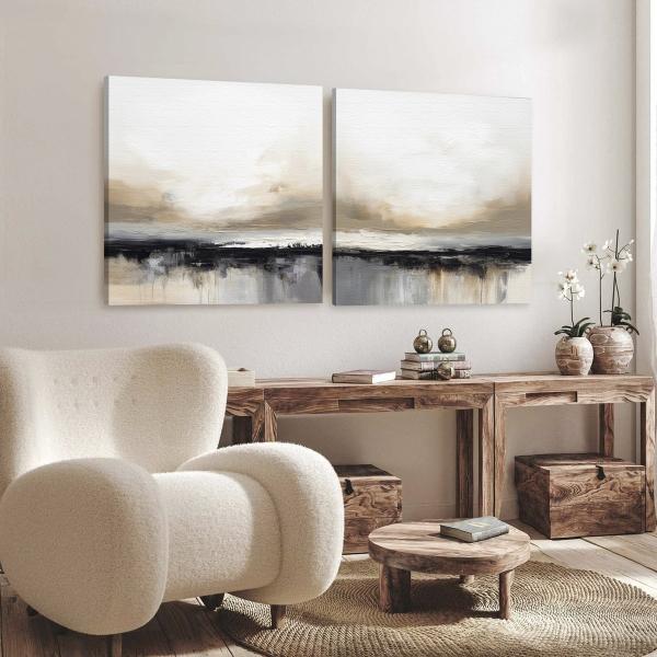 Conjunto Cuadros Paisajes Abstractos Moderno Canvas 65x65cm
