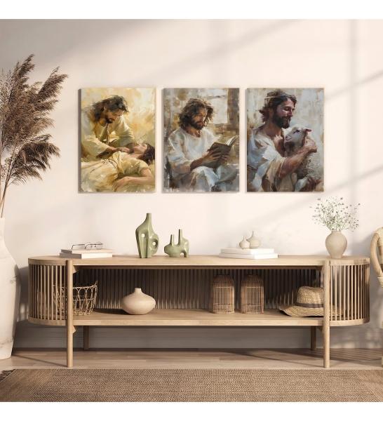 Cuadros Jesús Ayudando Arte Cristiano Religioso En Canvas