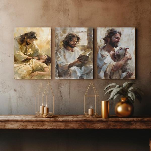 Cuadros Jesús Ayudando Arte Cristiano Religioso En Canvas