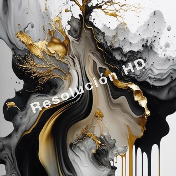 Cuadro Abstracto Dorado Negro Elegante Sala Canvas 4k 60x90