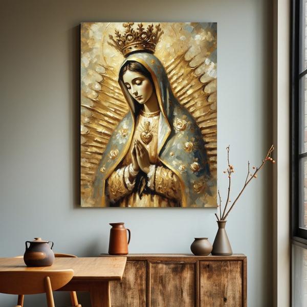 Cuadro Virgen De Guadalupe En Canvas Con Bastidor 60x80 Cm