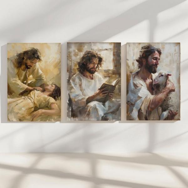 Cuadros Jesús Ayudando Arte Cristiano Religioso En Canvas