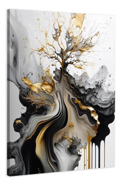 Cuadro Abstracto Dorado Negro Elegante Sala Canvas 4k 60x90