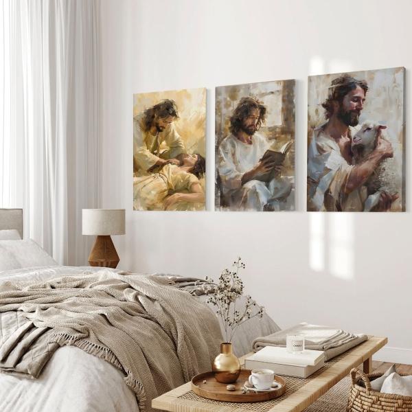 Cuadros Jesús Ayudando Arte Cristiano Religioso En Canvas