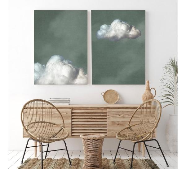 Set Cuadros Nubes Cielo Arte Original Moderno Canvas 30x45cu