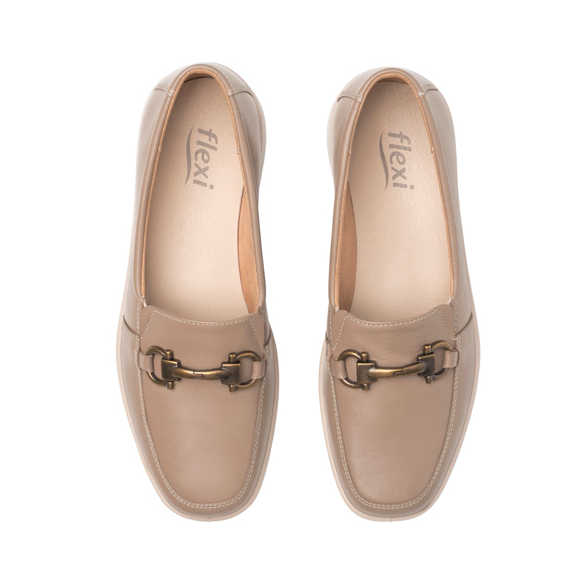 Zapatos Flexi Mujer Casual Con Herraje Piel 124502Taupe