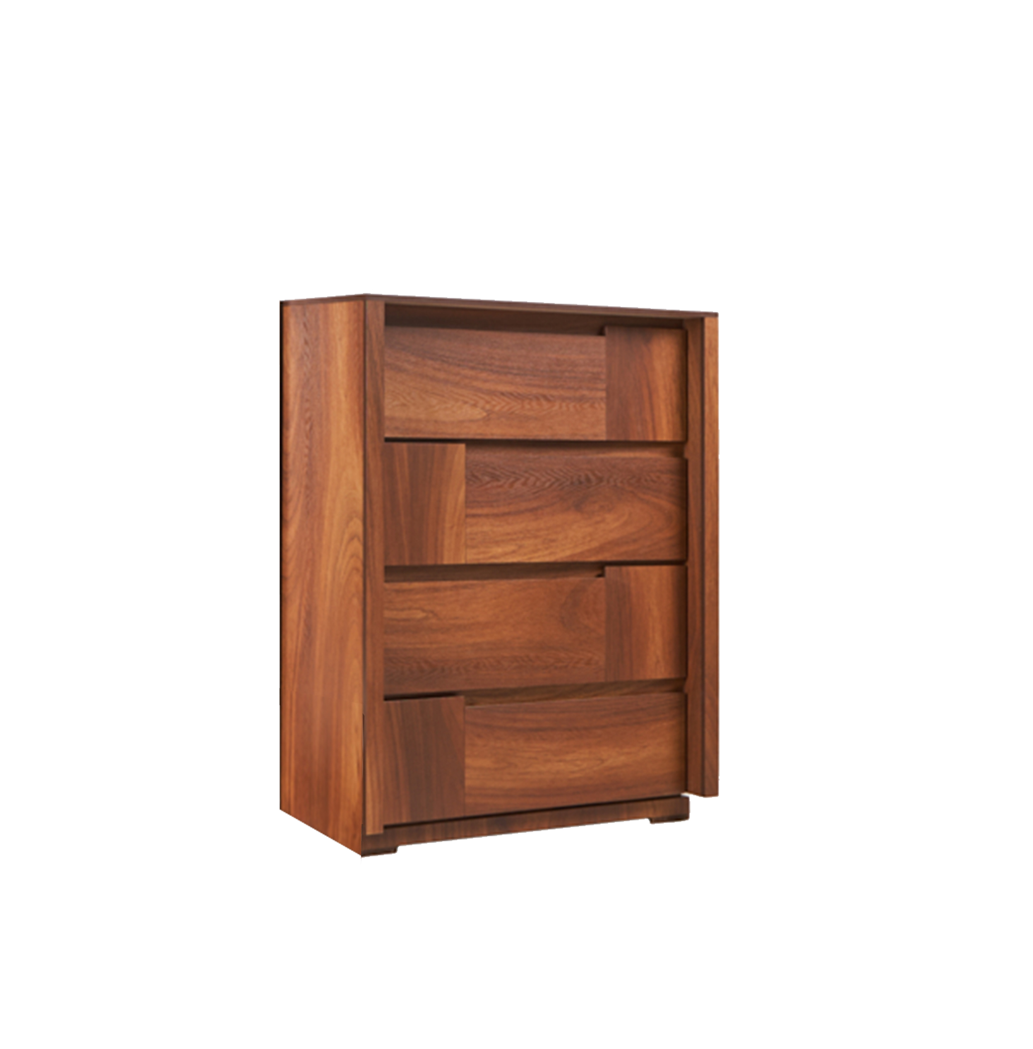 Tocador - Cajonera y Espejo de Cuerpo Completo Color Nogal - Madera MDF y Melamina