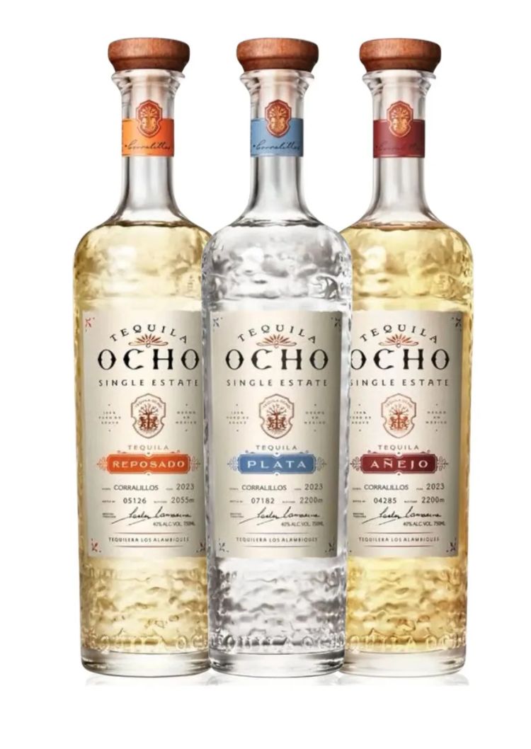 Tripack Tequila Ocho Blanco Reposado y Añejo 750 Ml