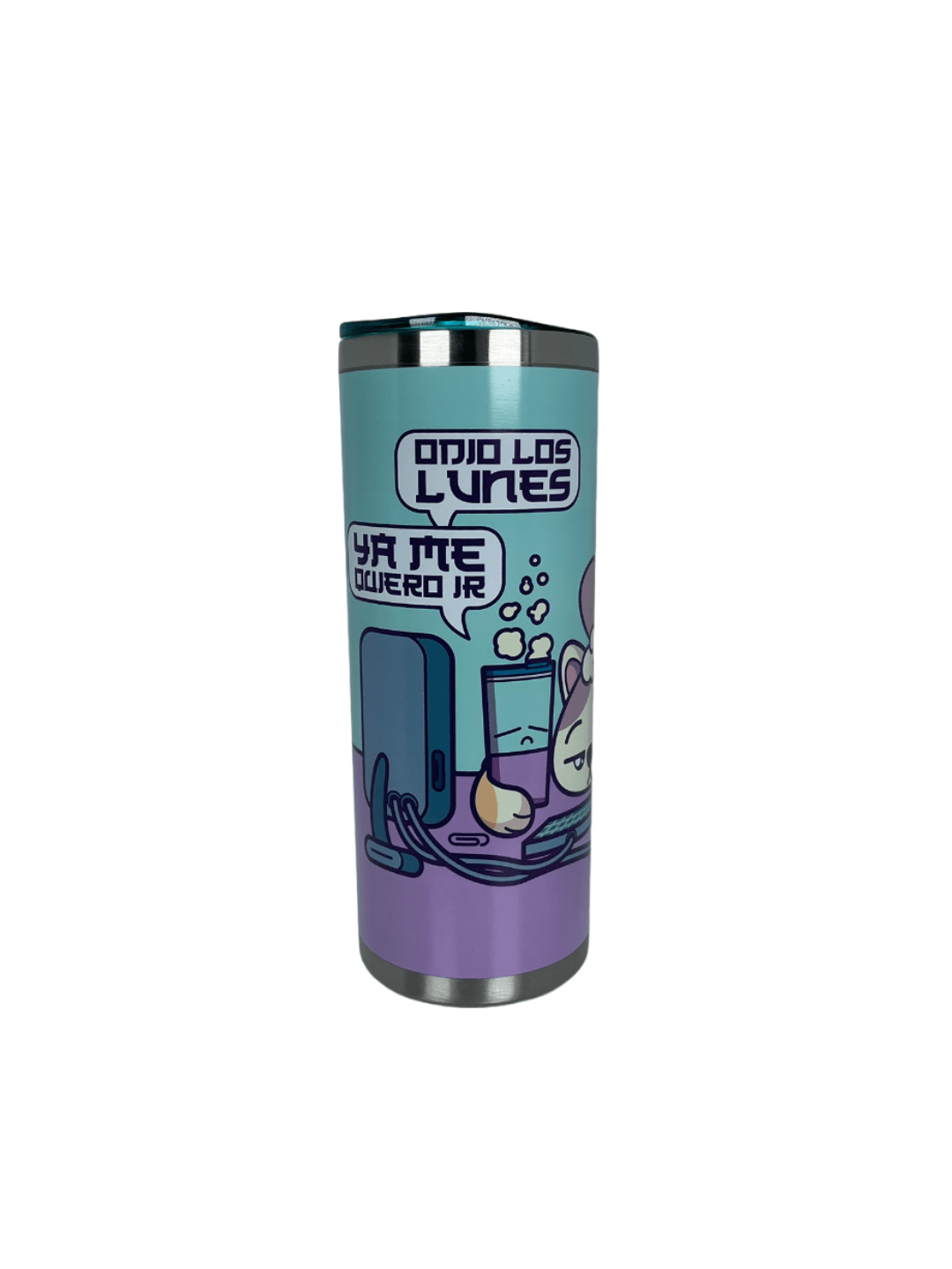 Termo Metálico de Acero Inoxidable de 591 ml Odio Los Lunes Ya Me Quiero Ir - Chido Kawaii