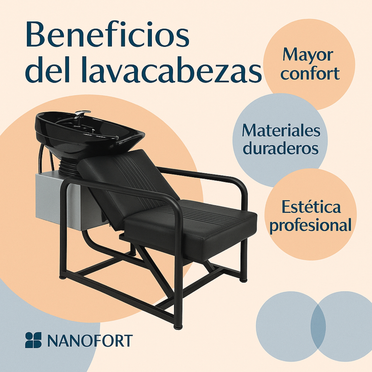 Lavacabezas Tarja Cerámica Ajustable Negro Salon Estetica