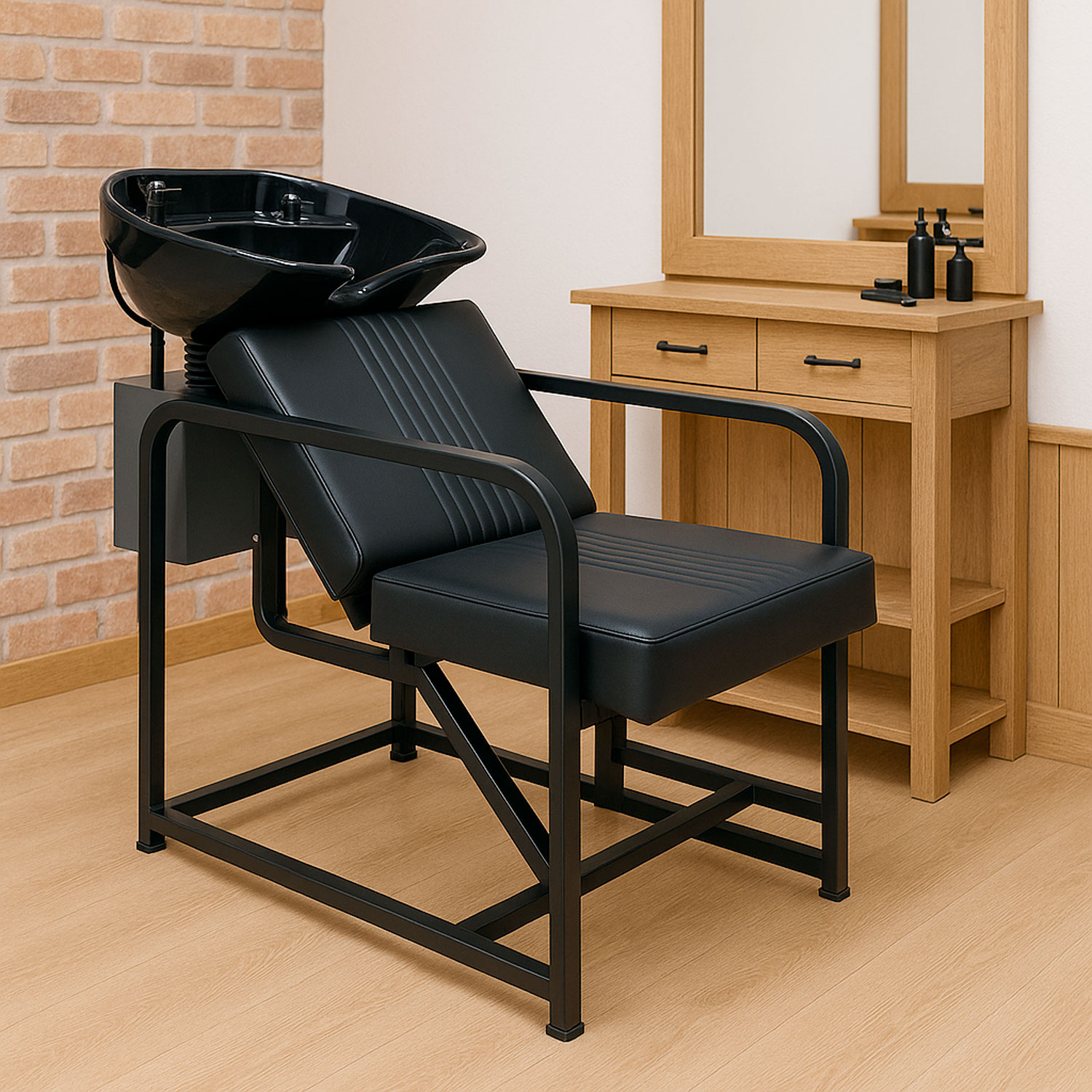 Lavacabezas Tarja Cerámica Ajustable Negro Salon Estetica