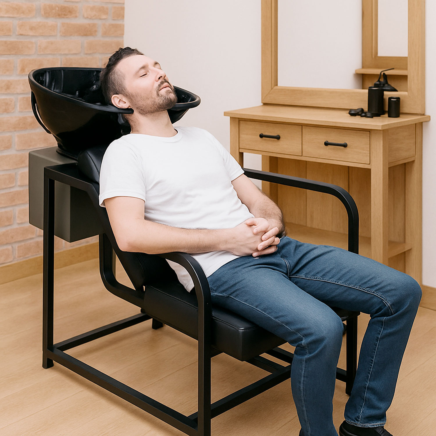 Lavacabezas Tarja Cerámica Ajustable Negro Salon Estetica