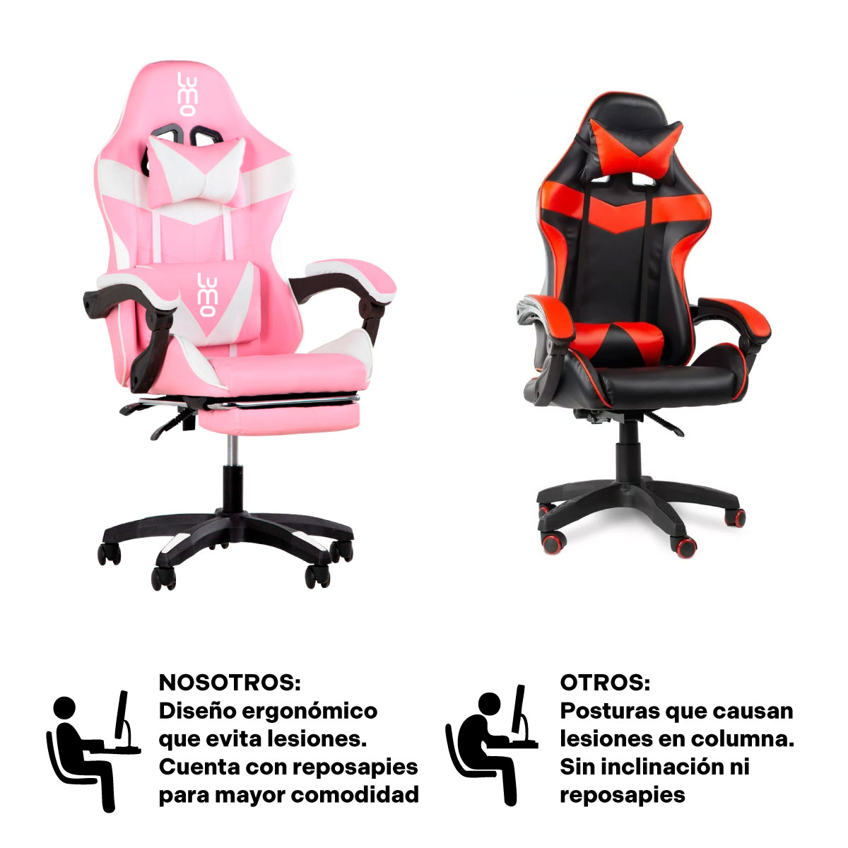Silla Gamer Reclinable Ergonomica Reposapies Oficina