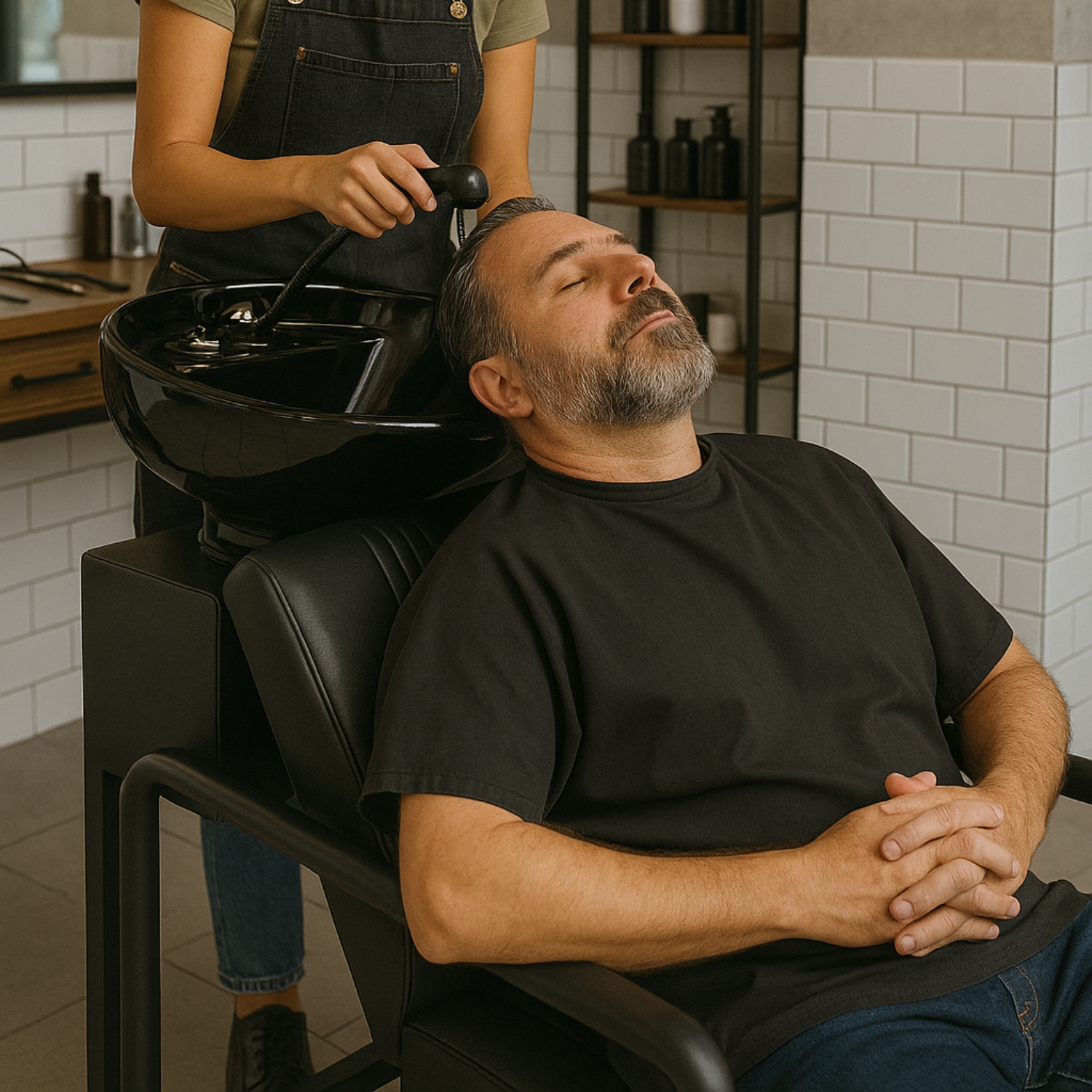Lavacabezas Tarja Cerámica Ajustable Negro Salon Estetica