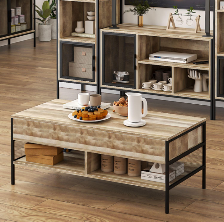 Mesa de centro elevable  almacenamiento oculto 