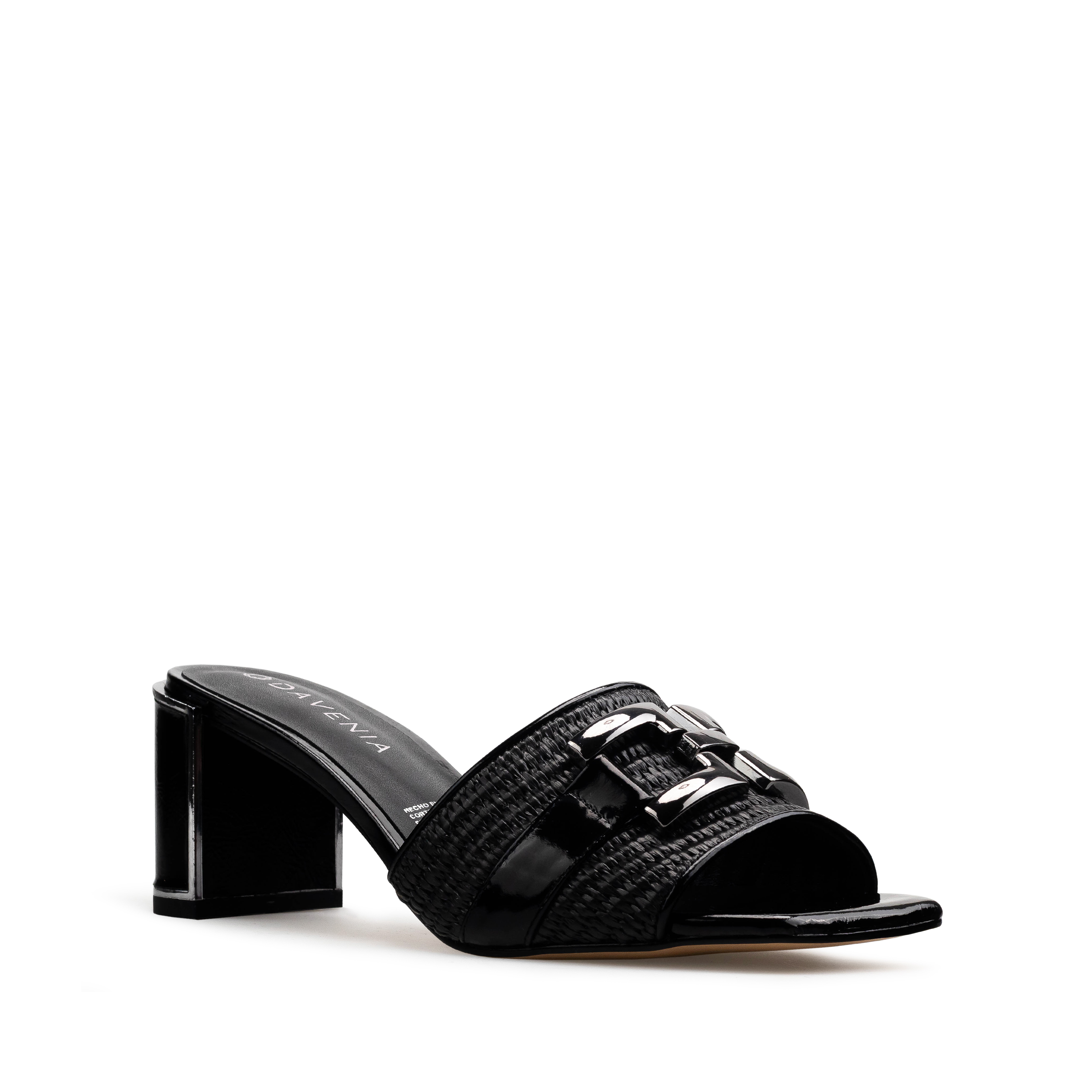 Zapatillas De Tacón Davenia De Piel Sandalia Para Dama Aida Negro