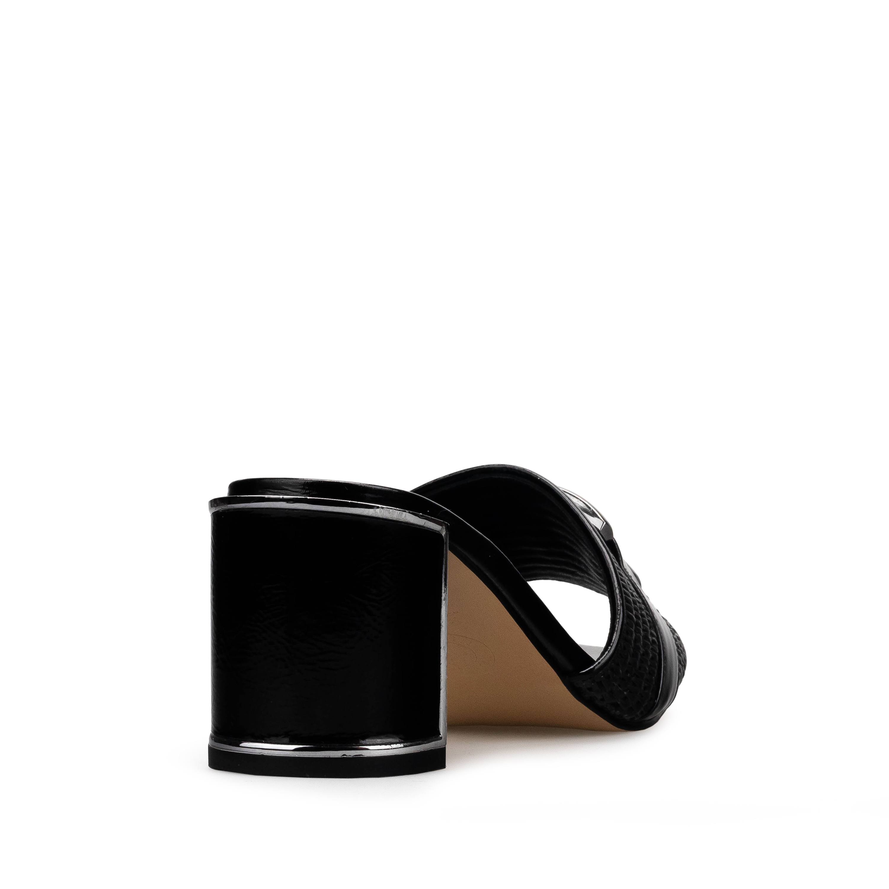 Zapatillas De Tacón Davenia De Piel Sandalia Para Dama Aida Negro