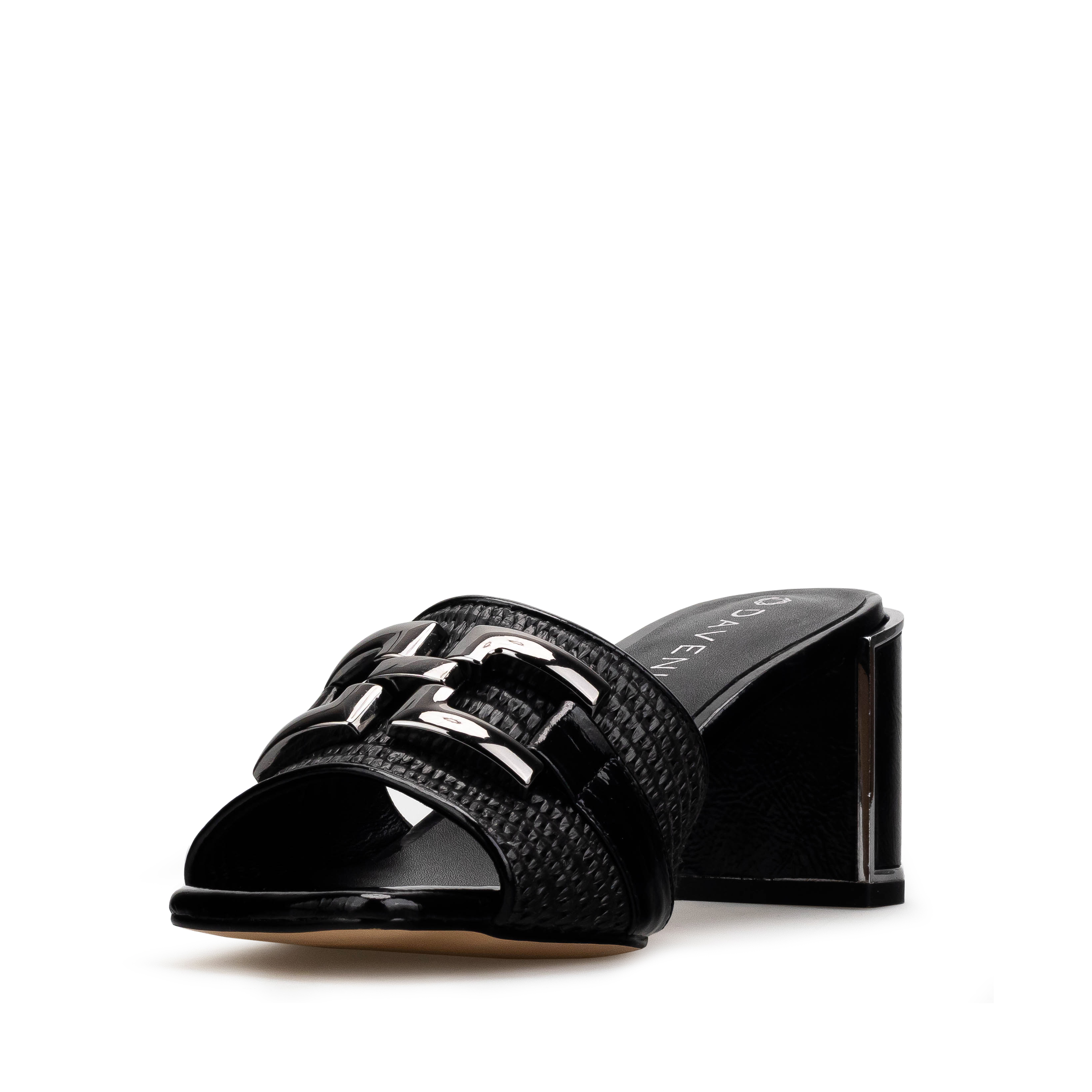 Zapatillas De Tacón Davenia De Piel Sandalia Para Dama Aida Negro