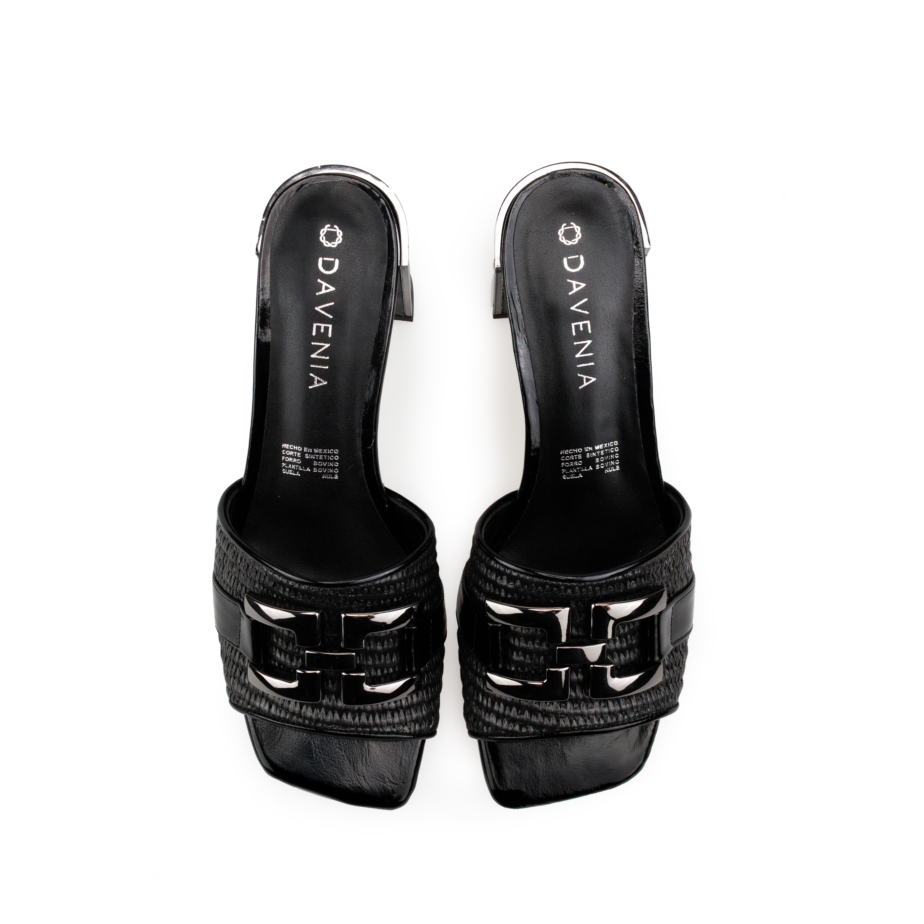 Zapatillas De Tacón Davenia De Piel Sandalia Para Dama Aida Negro