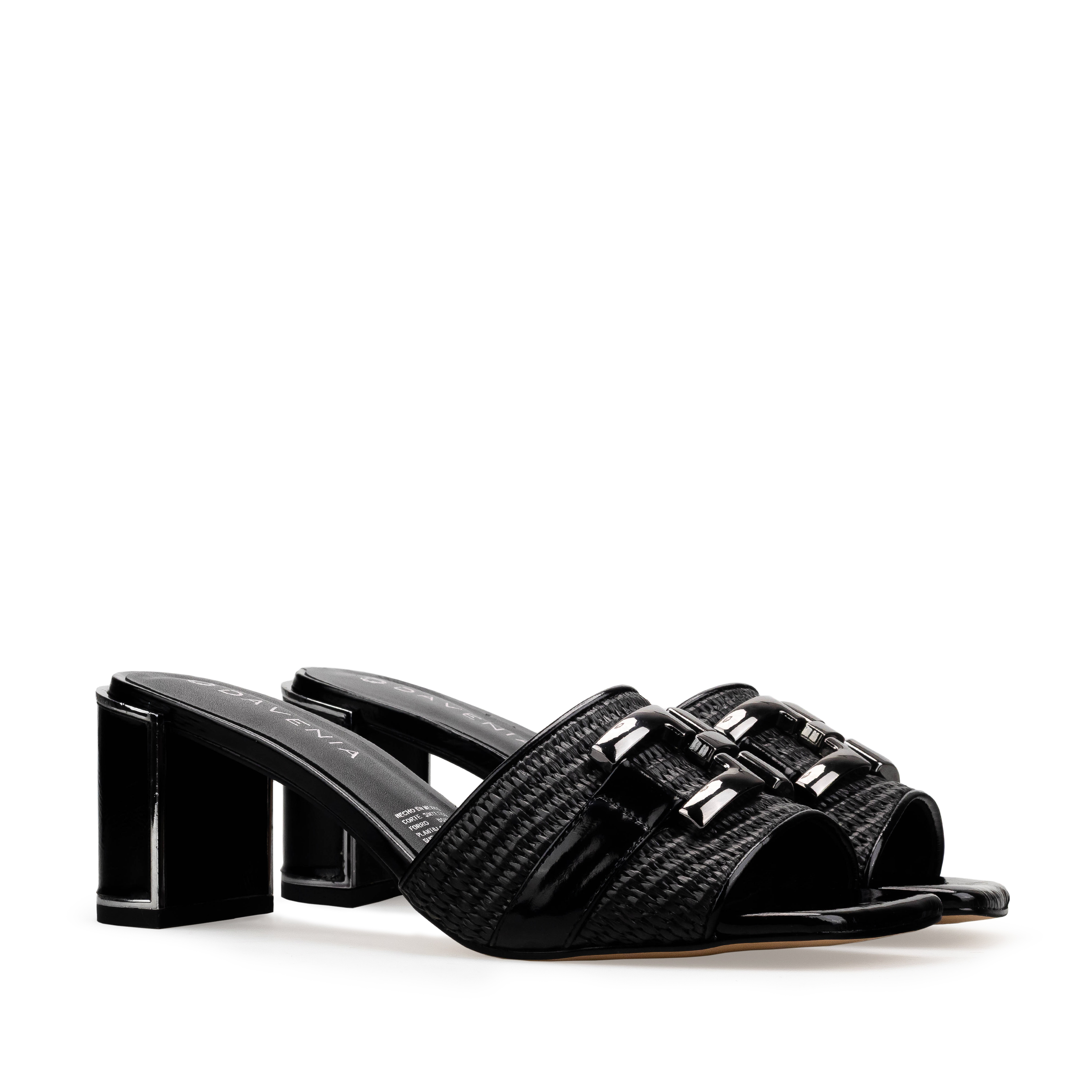 Zapatillas De Tacón Davenia De Piel Sandalia Para Dama Aida Negro
