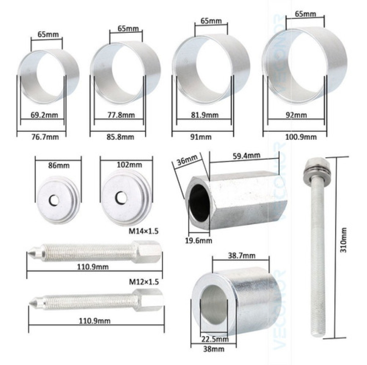 Extractor De Baleros Y Tazas Cojinetes De Automotriz 31 Pcs Estuche Azul Herramientas plata 