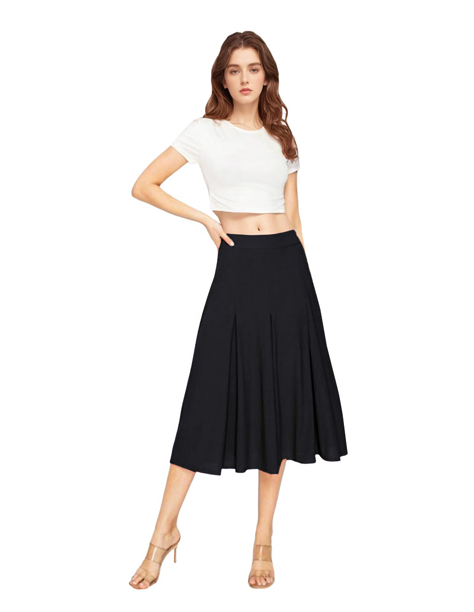 Falda midi con tablas al frente
