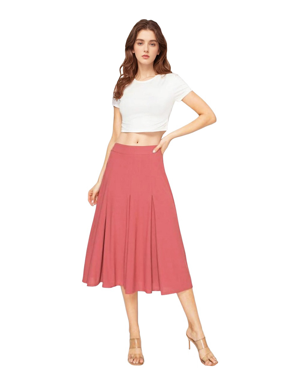 Falda midi con tablas al frente