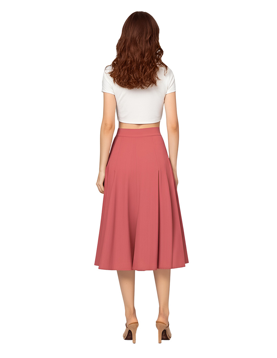 Falda midi con tablas al frente