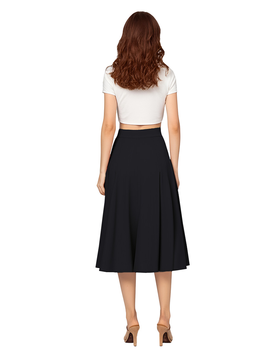 Falda midi con tablas al frente